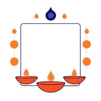 Floating Diwali diyas and golden coins framing an abundant copy space with Prosperous Diwali wording vector
