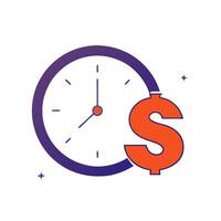 Dollar sign and clock with the word Time isolated on a white background vector