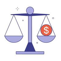 Dollar sign and scales with the word Balance isolated on a white background vector