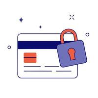 Floating credit card and lock with Secure Transactions text vector