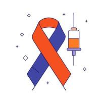 Floating insulin vial and awareness ribbon on white background vector
