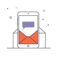 Floating envelope and smartphone with Email Marketing text vector