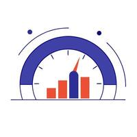 Gauge icon with a bar graph vector