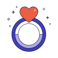 Floating holographic ring and glowing heart with ample copy space on a white background vector