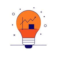 Floating light bulb and graph with Creative Marketing text vector