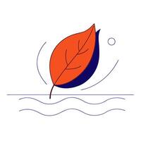 Floating Leaf with Ripple Effect and Copy Space vector