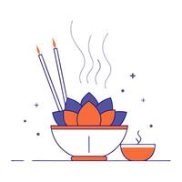 Glossy background of a Labh Pancham puja setup with incense vector