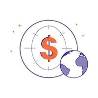 Globe and dollar sign with the word Global isolated on a white background vector
