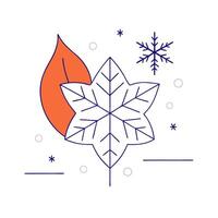 Floating Leaf and Snowflake with Changing Seasons Text vector
