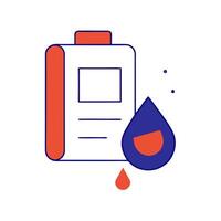 Floating glucose test strip and blood sugar logbook on white background vector
