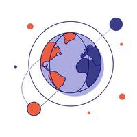Globe icon with data points hovering around vector