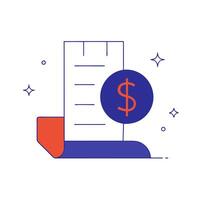 Floating holographic dollar sign and a checkbook on a glossy white background with ample copy space vector