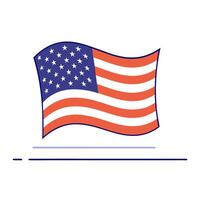 Glossy American flag waving over a reflective background vector