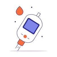 Floating glucose meter and lancet device on white background vector