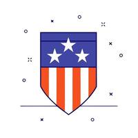 Holographic military emblem and folded flag with copy space vector