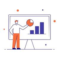 Marketing strategist presenting glossy data insights vector