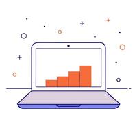 Laptop with holographic scatter plot and data points vector