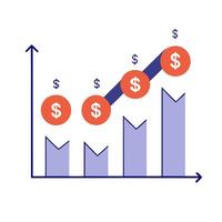 Line graph with floating dollar signs vector