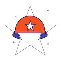Holographic star and military helmet with copy space vector
