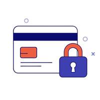 Credit card and padlock with the word Security isolated on a white background vector