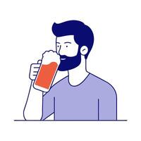 Man savoring a craft beer at a local brewery vector