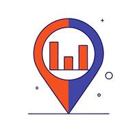 Map icon with a bar chart vector