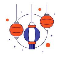 Lantern Display in Glowing vector