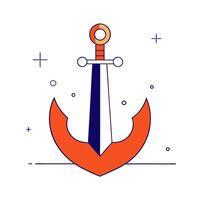 Holographic sword and anchor floating with copy space vector