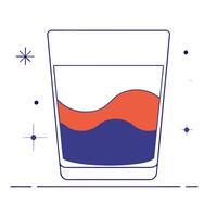 Glowing digital waves forming a whiskey tumbler vector