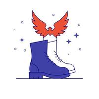 Glowing American eagle and soldiers boots with copy space vector