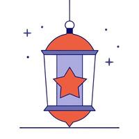 Glowing Diwali lantern with a hanging star isolated on a white background vector