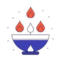 Glowing Diwali lantern with holographic light trails and floating diyas isolated with vibrant copy space vector