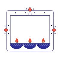 Glowing Diwali candles and floral patterns framing a festive copy space with Diwali Glow wording vector