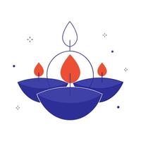 Glowing Diwali candles paired with floating petals isolated on a white background vector