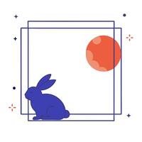 Jade Rabbit and Moon Border Frame with Copy Space vector