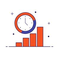 Histogram icon with a floating clock vector