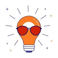Holographic glasses with glowing light bulb and ample copy space on a white background vector