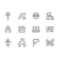 Christianity icon set..Editable stroke.linear style sign for use web design,logo.Symbol illustration. vector