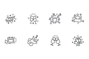 New year icon set..Editable stroke.linear style sign for use web design,logo.Symbol illustration. vector