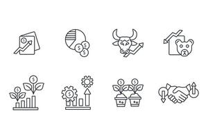 Stock market icon set..Editable stroke.linear style sign for use web design,logo.Symbol illustration. vector