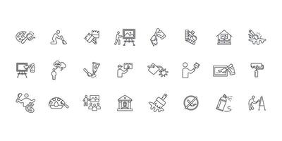 Painting icon set..Editable stroke.linear style sign for use web design,logo.Symbol illustration. vector