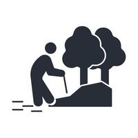 Hiking icon. .Editable stroke.linear style sign for use web design,logo.Symbol illustration. vector