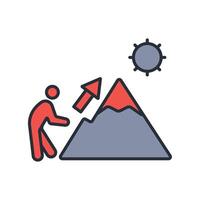 mountains climbing icon. .Editable stroke.linear style sign for use web design,logo.Symbol illustration. vector
