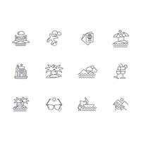 Holiday icon set..Editable stroke.linear style sign for use web design,logo.Symbol illustration. vector