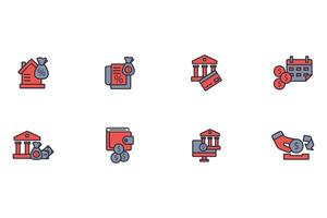 Bank icon set..Editable stroke.linear style sign for use web design,logo.Symbol illustration. vector