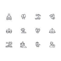 Summer icon set..Editable stroke.linear style sign for use web design,logo.Symbol illustration. vector