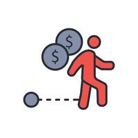 Debt icon. .Editable stroke.linear style sign for use web design,logo.Symbol illustration. vector