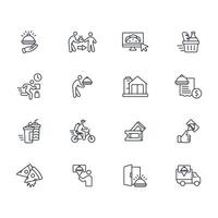 Food delivery icon set..Editable stroke.linear style sign for use web design,logo.Symbol illustration. vector