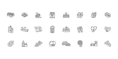 Fast food icon set..Editable stroke.linear style sign for use web design,logo.Symbol illustration. vector