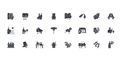 Wine icon set..Editable stroke.linear style sign for use web design,logo.Symbol illustration. vector
